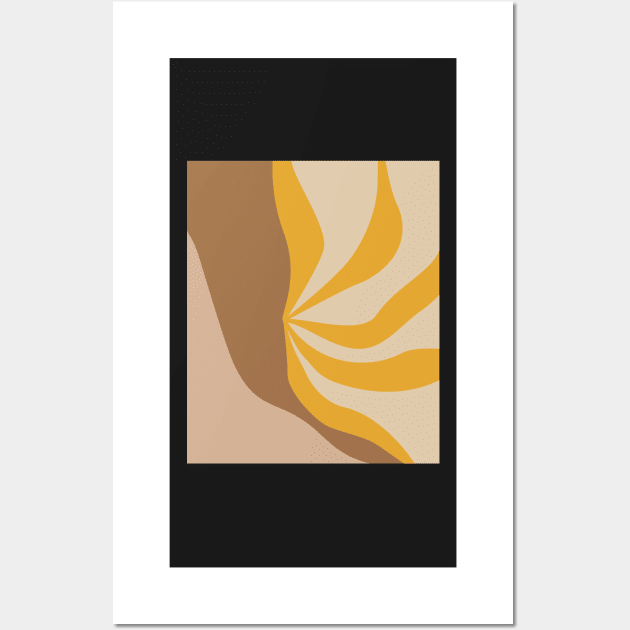 Minimal Modern  Abstract Shapes Orange Leaves Warm Tones  Design Wall Art by zedonee